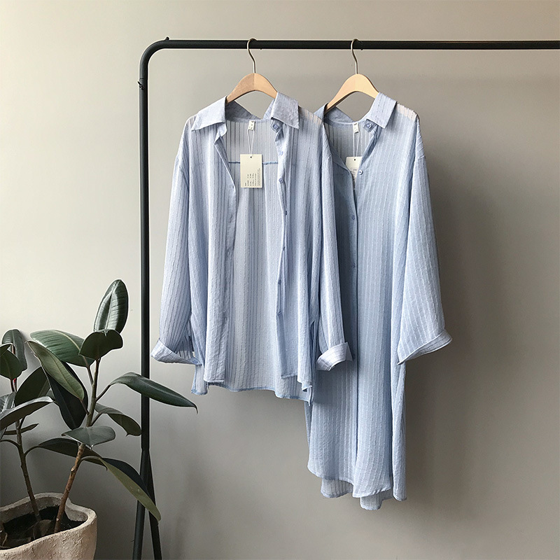 summer 2020 sunscreen shirt for women long sleeve thin shirt for women over the knee relaxed long shirt for women 30367