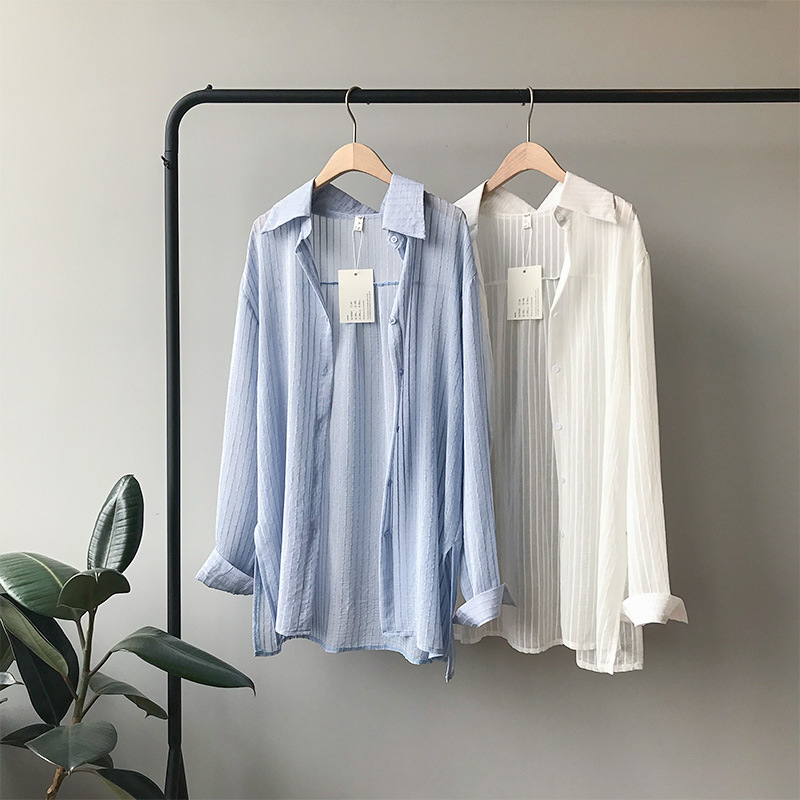 summer 2020 sunscreen shirt for women long sleeve thin shirt for women over the knee relaxed long shirt for women 30367