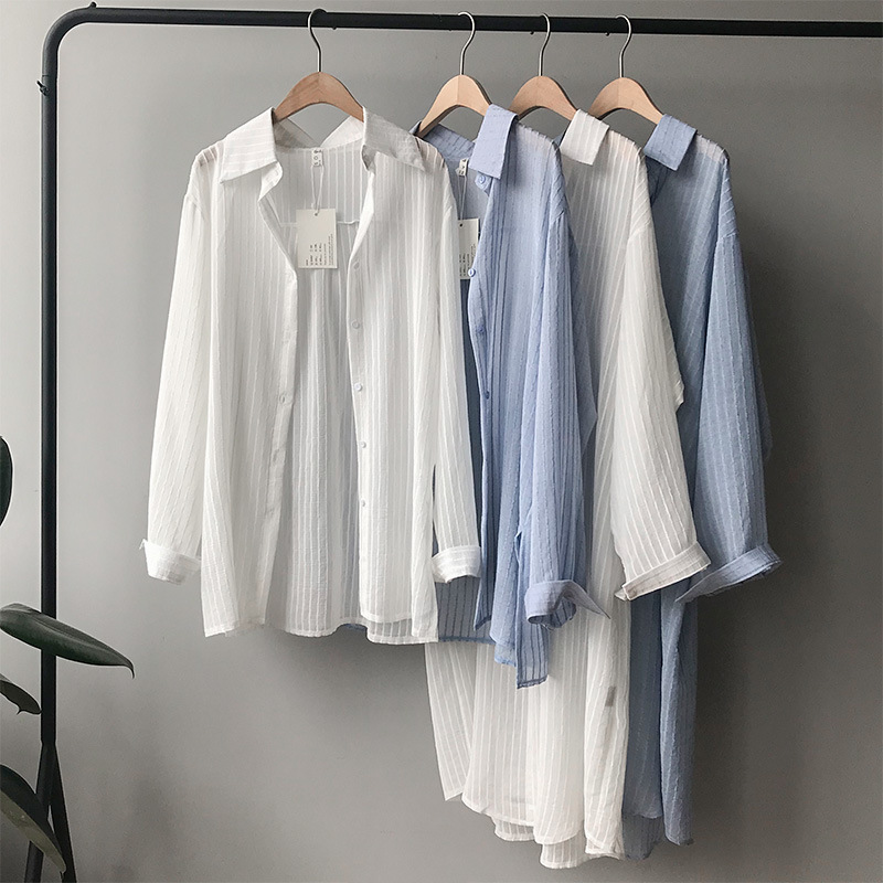 summer 2020 sunscreen shirt for women long sleeve thin shirt for women over the knee relaxed long shirt for women 30367