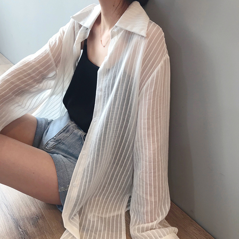 summer 2020 sunscreen shirt for women long sleeve thin shirt for women over the knee relaxed long shirt for women 30367