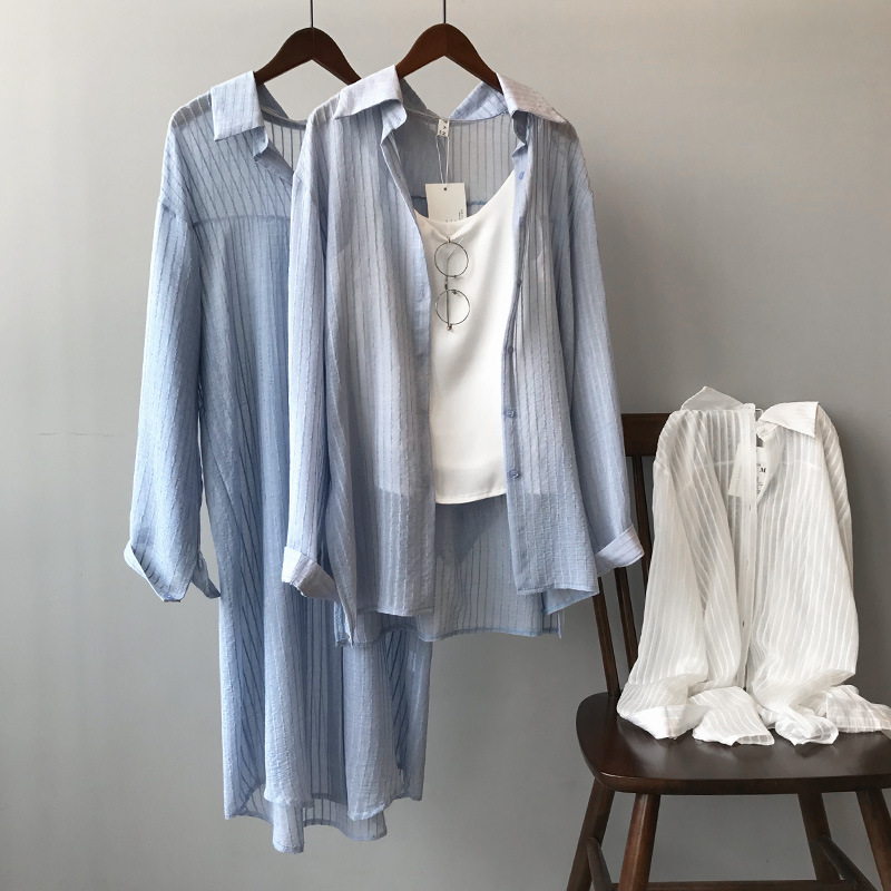 summer 2020 sunscreen shirt for women long sleeve thin shirt for women over the knee relaxed long shirt for women 30367