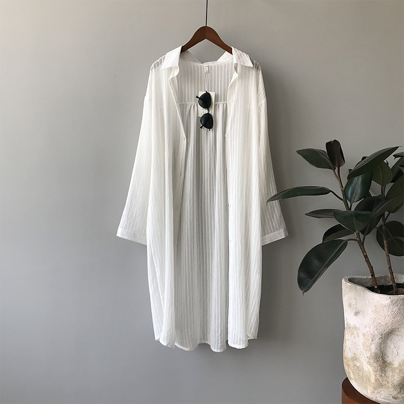 summer 2020 sunscreen shirt for women long sleeve thin shirt for women over the knee relaxed long shirt for women 30367