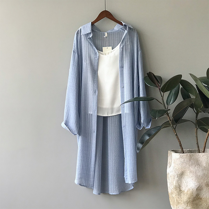 summer 2020 sunscreen shirt for women long sleeve thin shirt for women over the knee relaxed long shirt for women 30367