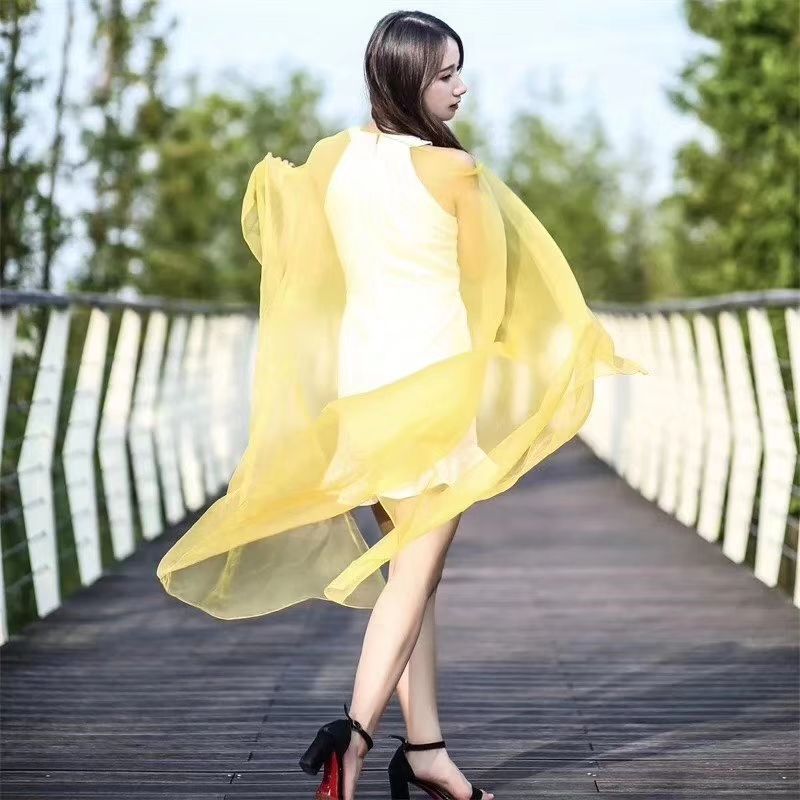 Hot style spot beach towel ice cream sunscreen silk scarves in solid color