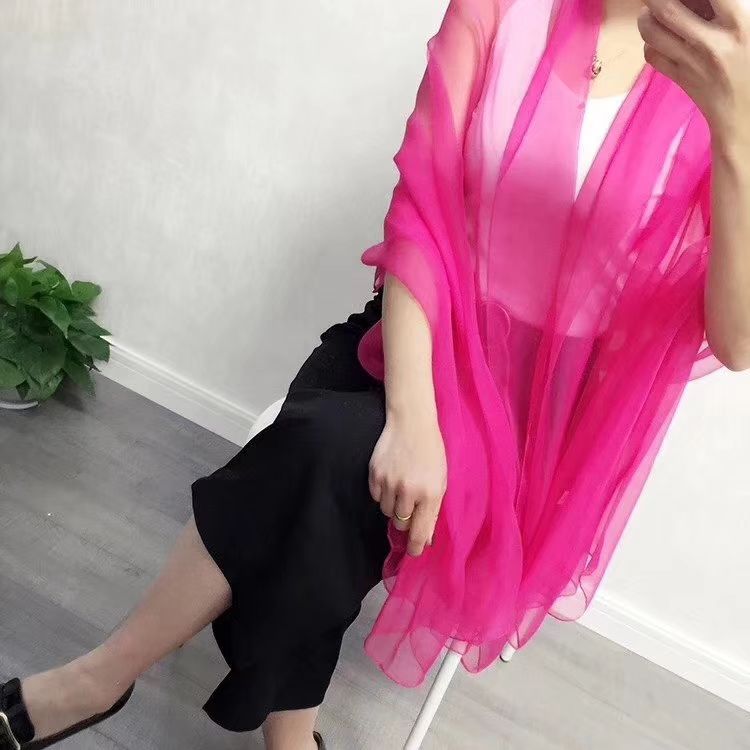 Hot style spot beach towel ice cream sunscreen silk scarves in solid color