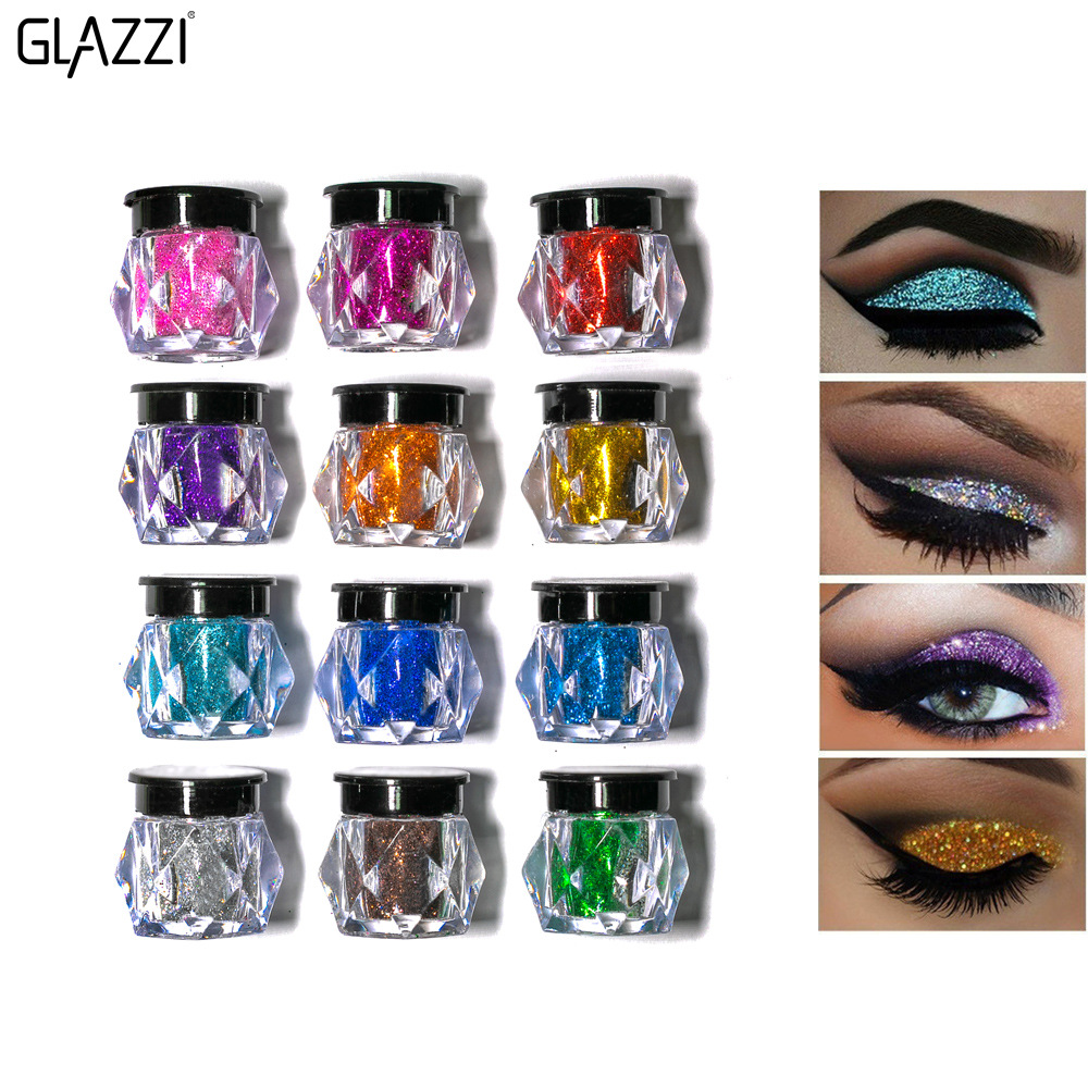 GLAZZI 12 color highlighter bright powder flashing powder stage makeup pearl eye shadow dazzle color gold powder
