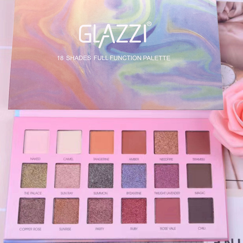hot style INS GLAZZI rainbow 18 color eye shadow pearlite bright color makeup wholesale