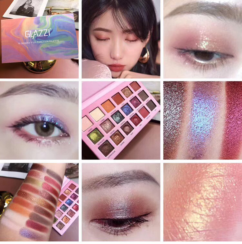 hot style INS GLAZZI rainbow 18 color eye shadow pearlite bright color makeup wholesale