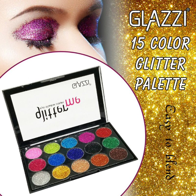 GLAZZI 15 color Glitter eyeshadow plate big shinny glitter highlight eye shadow stage party show glitter eyeshadow