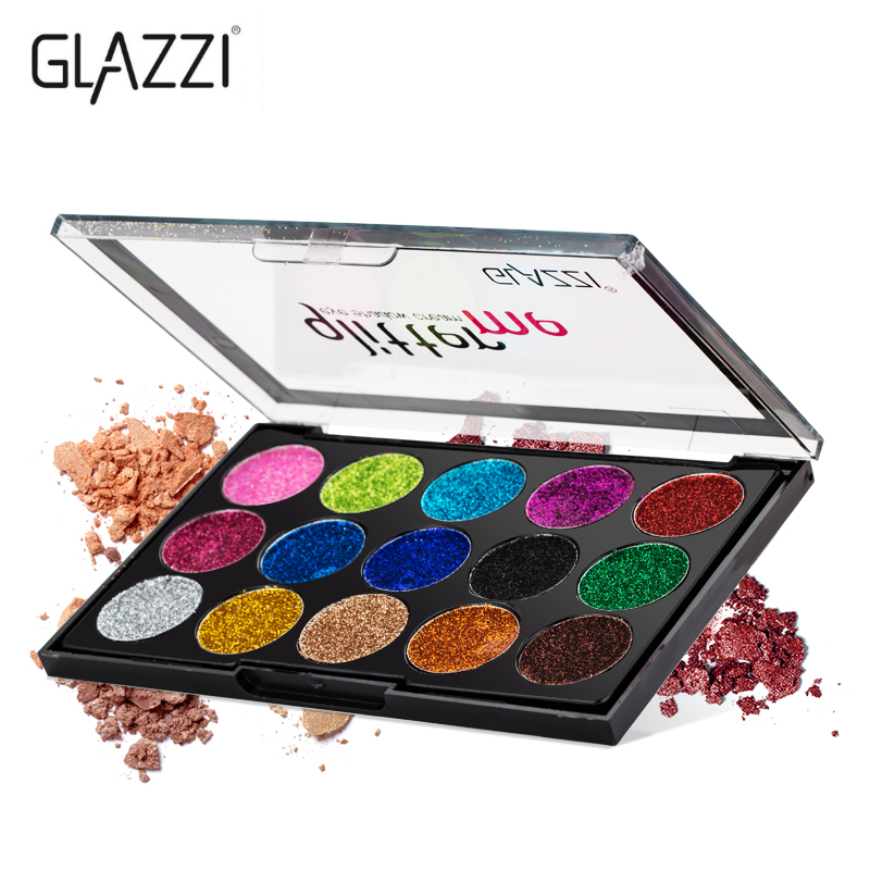 GLAZZI 15 color Glitter eyeshadow plate big shinny glitter highlight eye shadow stage party show glitter eyeshadow