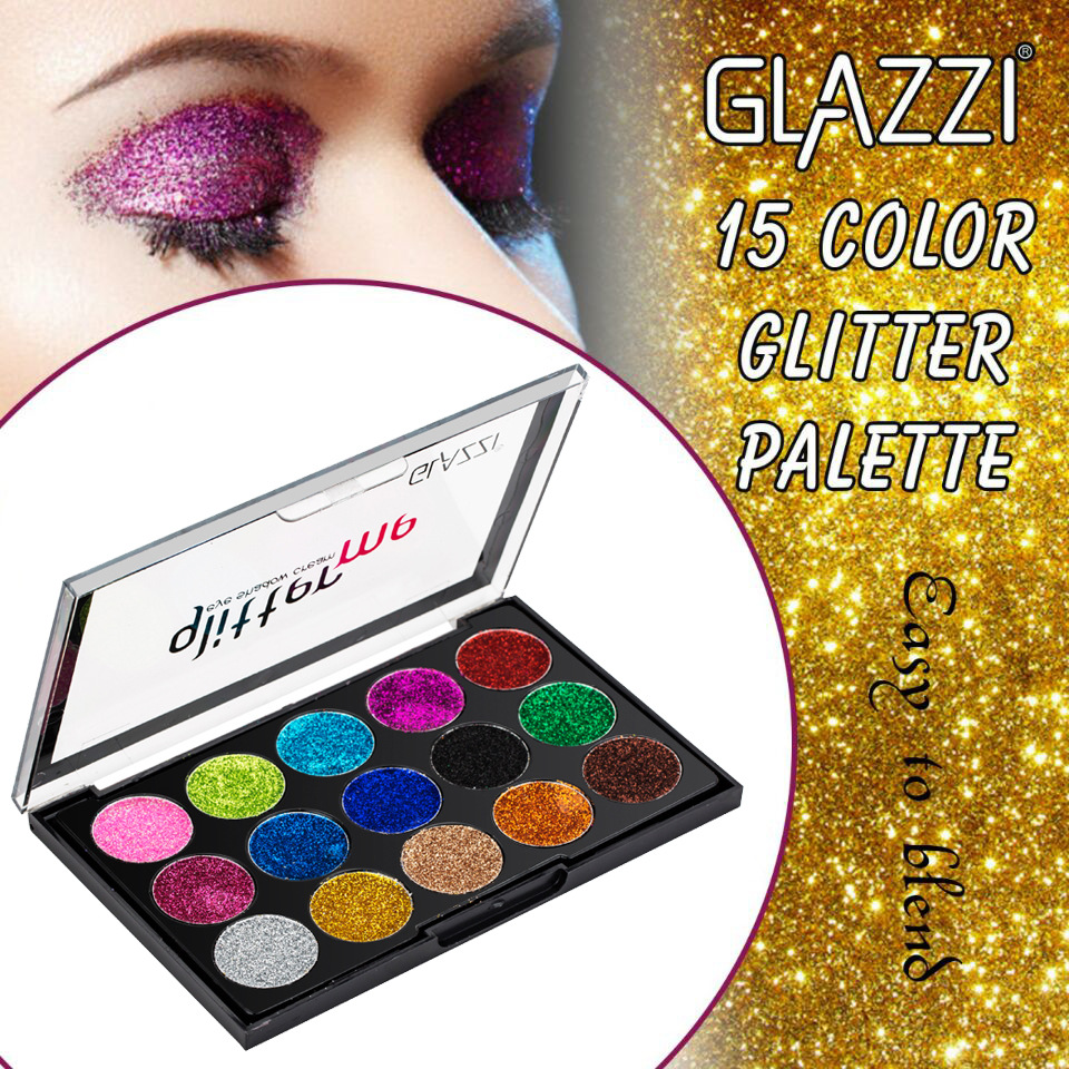 GLAZZI 15 color Glitter eyeshadow plate big shinny glitter highlight eye shadow stage party show glitter eyeshadow GLAZZI 15 color Glitter eyeshadow plate big shinny glitter highlight eye shadow stage party show glitter eyeshadow