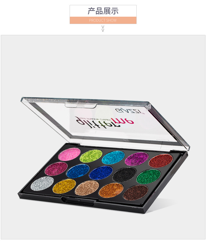 GLAZZI 15 color Glitter eyeshadow plate big shinny glitter highlight eye shadow stage party show glitter eyeshadow GLAZZI 15 color Glitter eyeshadow plate big shinny glitter highlight eye shadow stage party show glitter eyeshadow