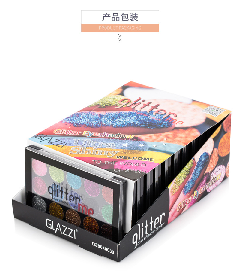 GLAZZI 15 color Glitter eyeshadow plate big shinny glitter highlight eye shadow stage party show glitter eyeshadow GLAZZI 15 color Glitter eyeshadow plate big shinny glitter highlight eye shadow stage party show glitter eyeshadow