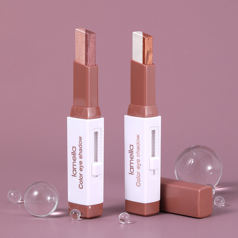 Two-Color Lazy Eye Shadow Stick Pen Pearlescent One Touch Glitter Earth Color Series Factory Direct Supply Wholesale
