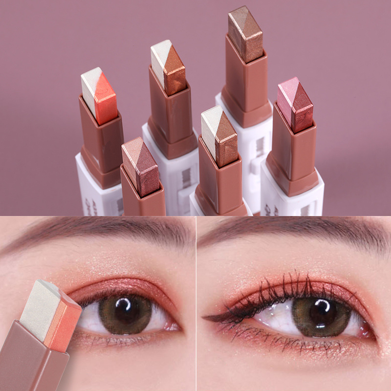 Two-Color Lazy Eye Shadow Stick Pen Pearlescent One Touch Glitter Earth Color Series Factory Direct Supply Wholesale