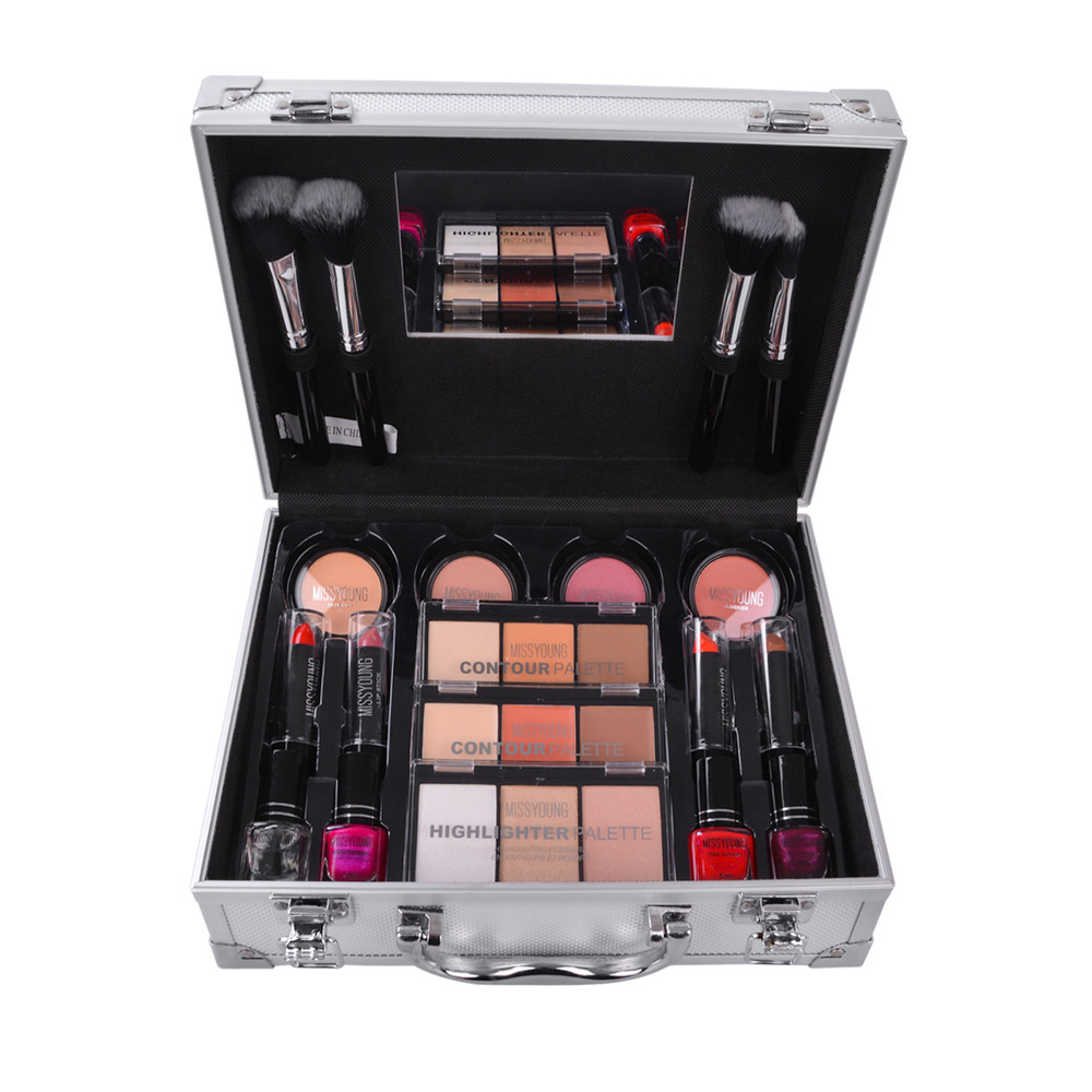 Foreign Trade Popular Style Cosmetics Set Beauty Kits Lipstick Nail Polish Highlight Hairdressing Kit Makeup Brush Set