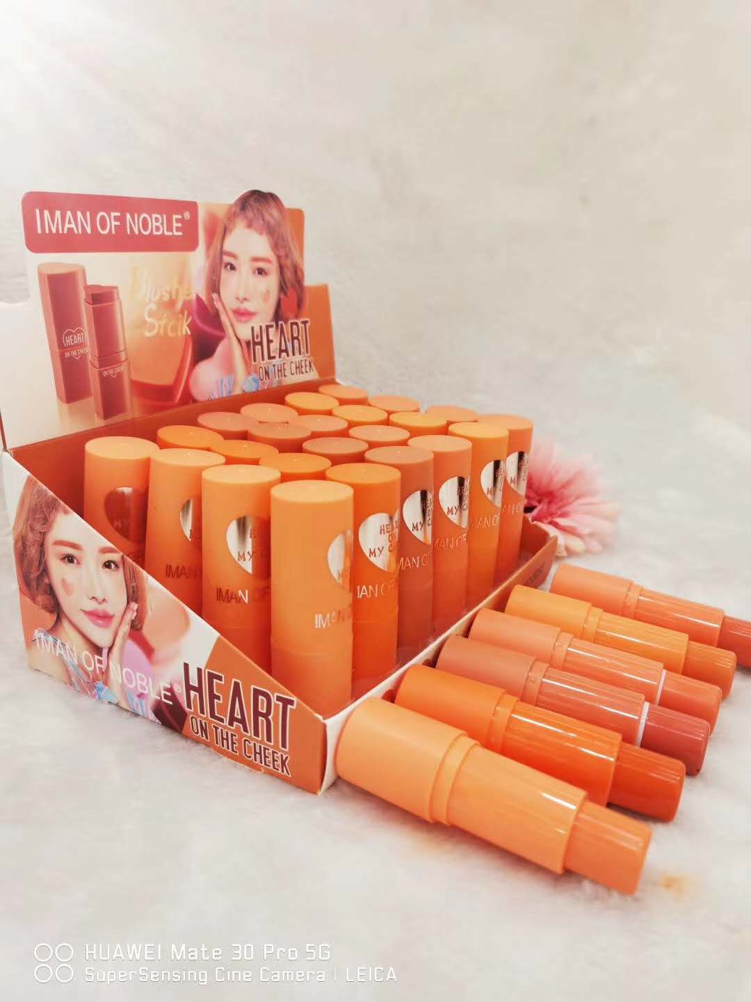 IMAN OF NOBLE brand new orange 6 colors blusher lipstick double with natural lasting makeup IMAN OF NOBLE brand new orange 6 colors blusher lipstick double with natural lasting makeup