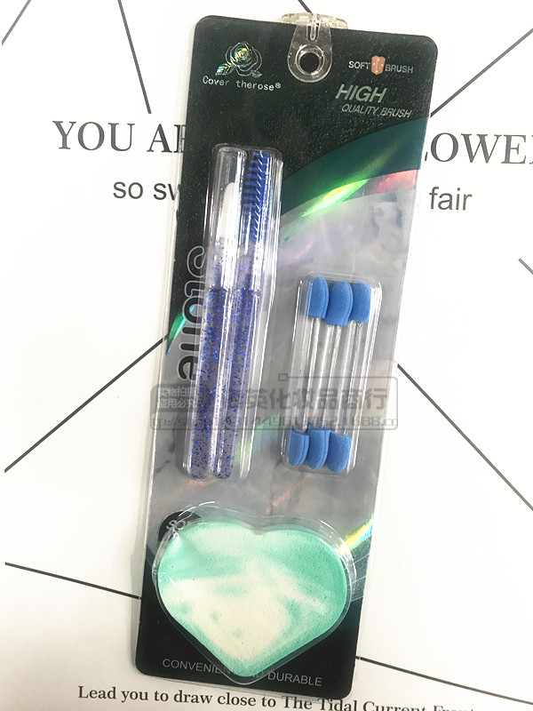 New 3 color mix 4 hairdressing tools facial makeup tool lip brush + eye shadow stick + eyelash comb + powder puff