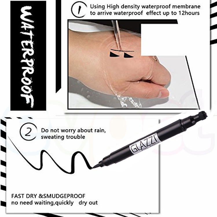 GLAZZI double-headed triangle seal eyeliner is quick-drying, waterproof and non-staining