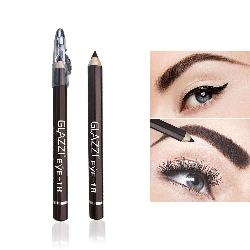 Authentic GLAZZI brown eyebrow pencil with knife cut wooden waterproof sweat proof eyeliner cosmetics wholesale Authentic GLAZZI brown eyebrow pencil with knife cut wooden waterproof sweat proof eyeliner cosmetics wholesale