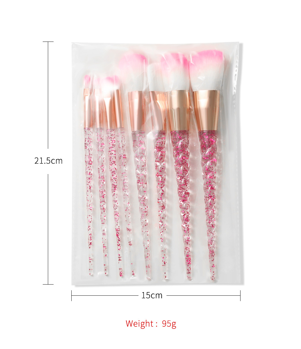 8 PCs Transparent Quicksand Spiral Handle Makeup Brush Set Beauty Tools Powder Foundation Brush Eye Shadow Brush Makeup