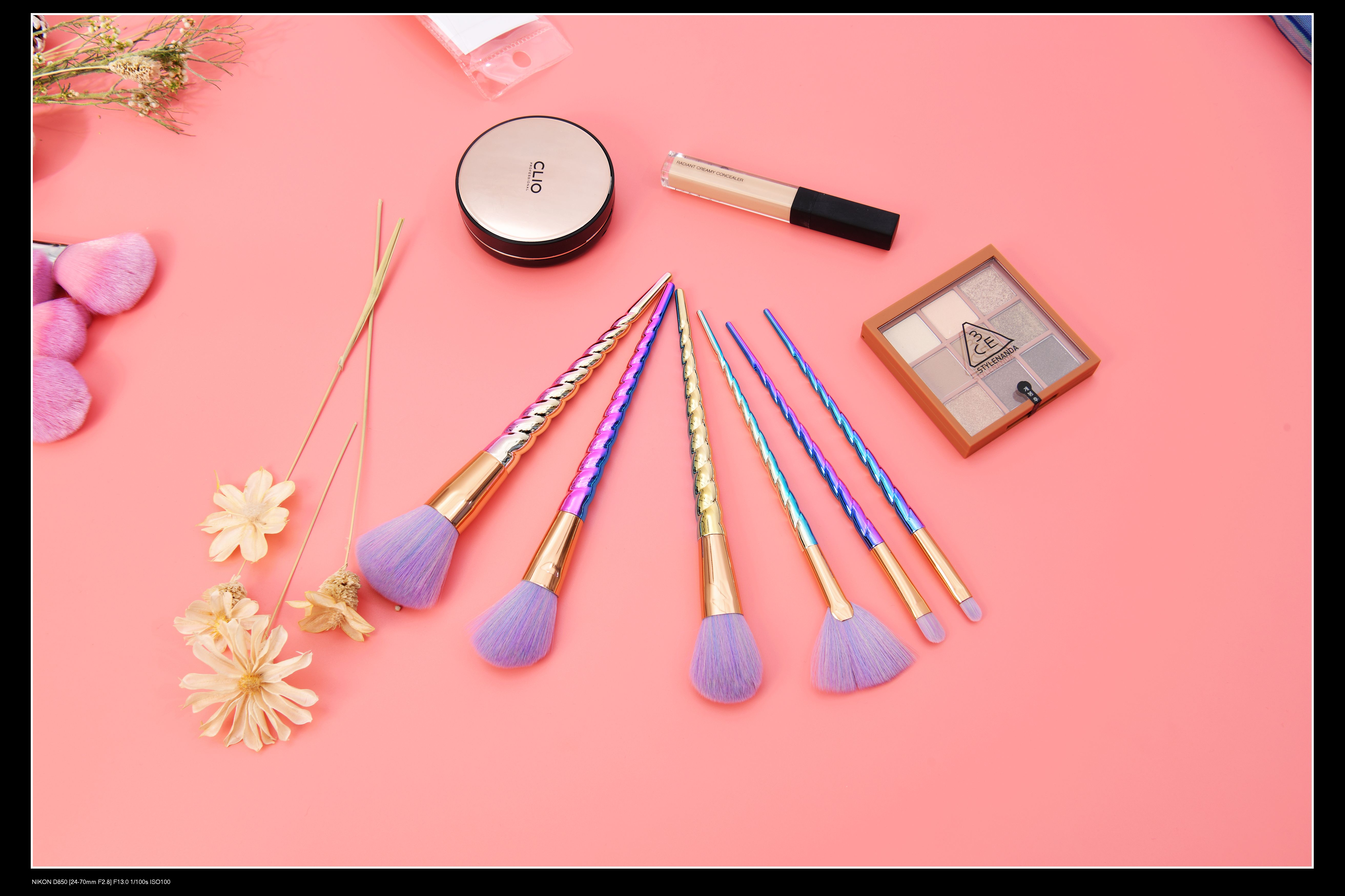 MH Manufacturer Popular ABS Electroplating Unicorn Color Makeup Brush Set Can Be Customized by Customers