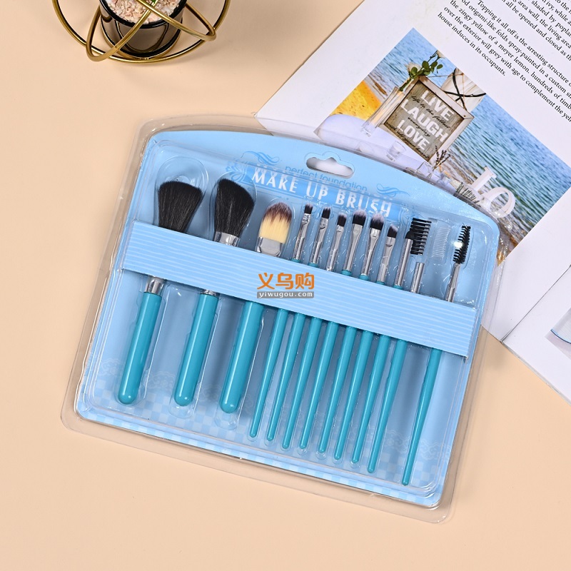 pabibrow 12Pcs Professional plastic make up brush Label Makeup brush Makeup Brush PVC Set Wholesales cosmetics brush