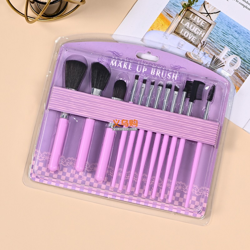pabibrow 12Pcs Professional plastic make up brush Label Makeup brush Makeup Brush PVC Set Wholesales cosmetics brush