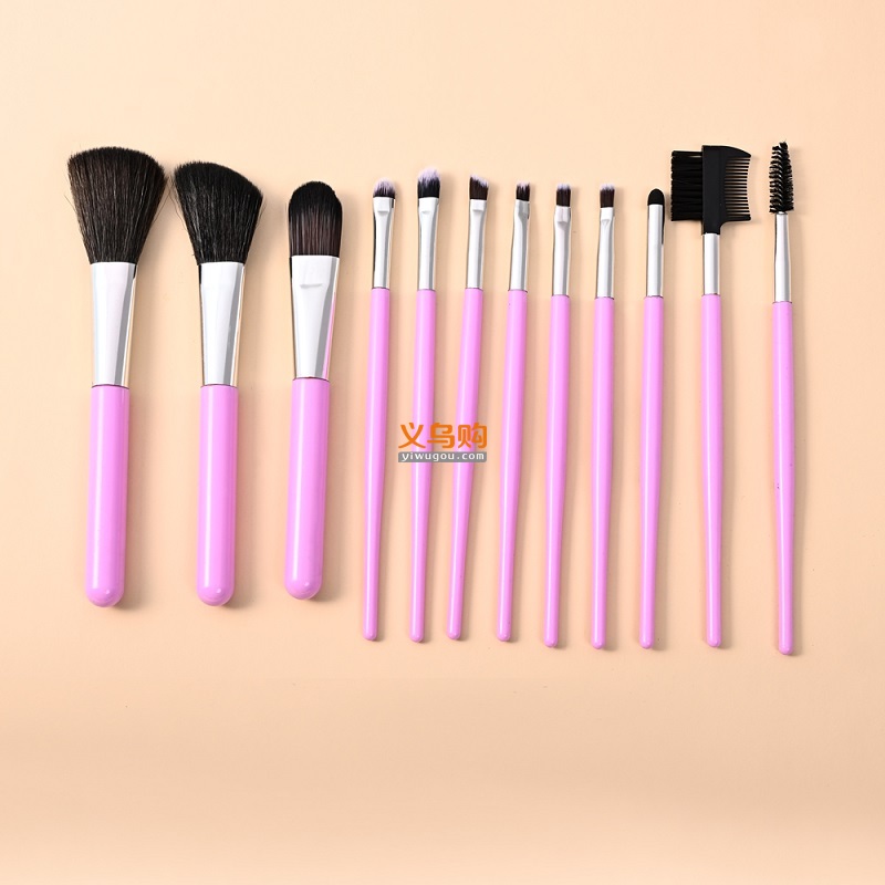 pabibrow 12Pcs Professional plastic make up brush Label Makeup brush Makeup Brush PVC Set Wholesales cosmetics brush