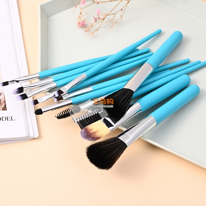 pabibrow 12Pcs Professional plastic make up brush Label Makeup brush Makeup Brush PVC Set Wholesales cosmetics brush