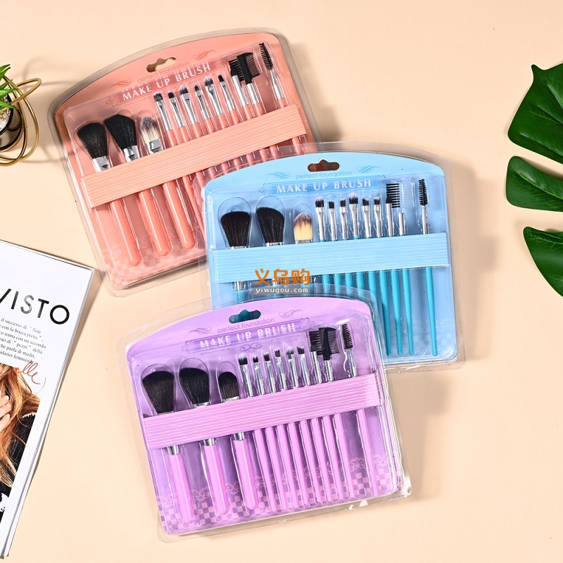 pabibrow 12Pcs Professional plastic make up brush Label Makeup brush Makeup Brush PVC Set Wholesales cosmetics brush
