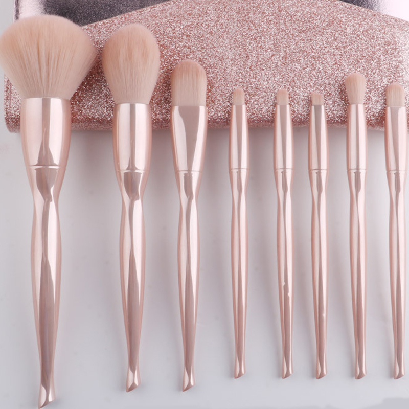 professional pink and silver makeup brushes synthetic makeup brush acrylic with custom logo makeup brushes