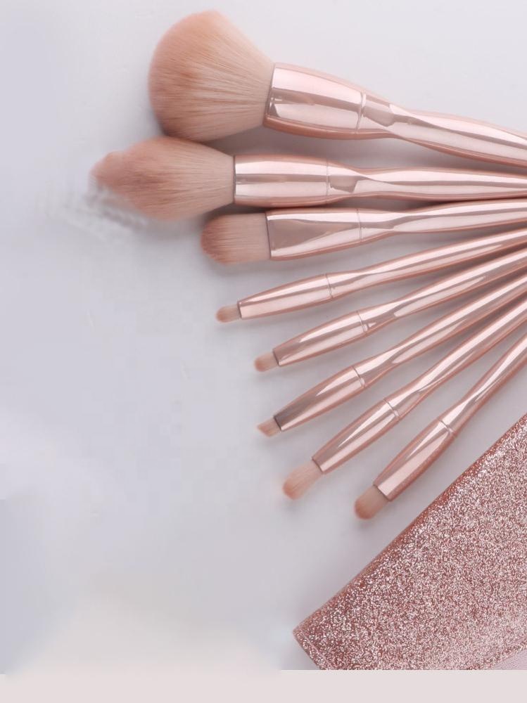 professional pink and silver makeup brushes synthetic makeup brush acrylic with custom logo makeup brushes
