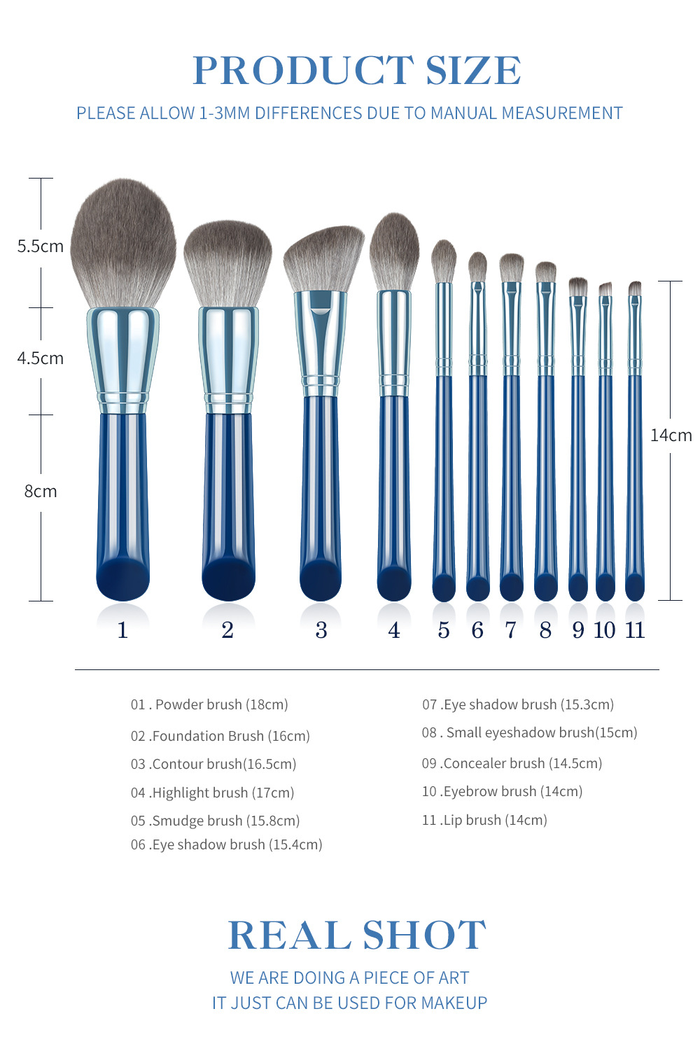 11 PCs Makeup Brush Set Artificial Bionic Fiber Hair Beauty Tools Makeup Eye Shadow Brush 11 PCs Makeup Brush Set Artificial Bionic Fiber Hair Beauty Tools Makeup Eye Shadow Brush