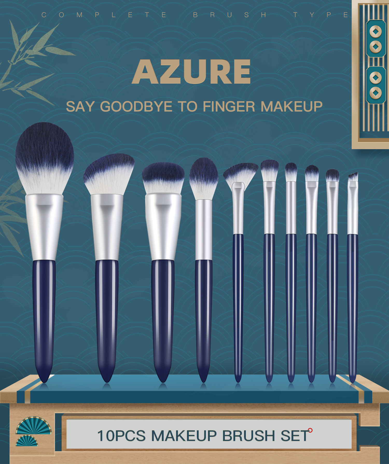 10 PCs Makeup Brush Set Full Set of Beauty Tools Powder Foundation Brush Eye Shadow Brush Wooden Handle Makeup