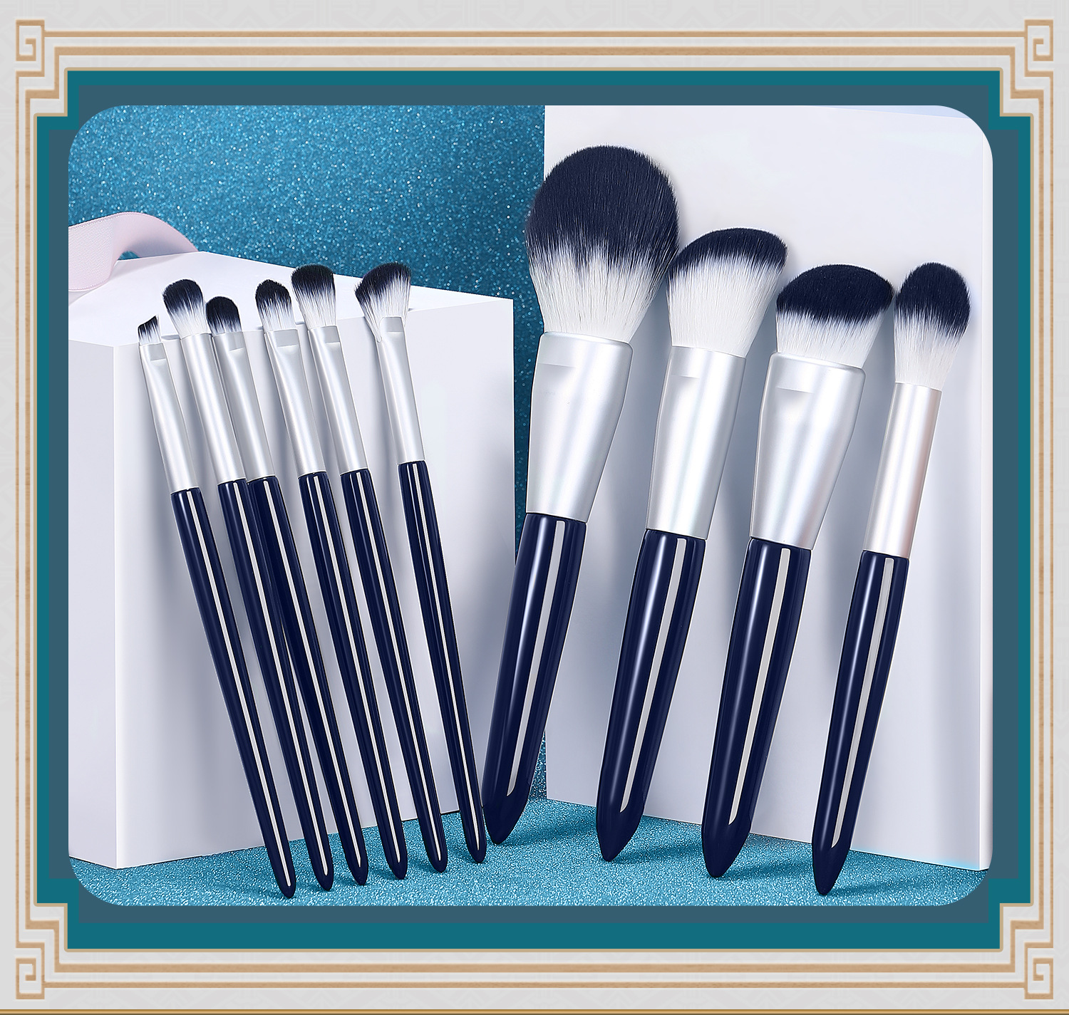 10 PCs Makeup Brush Set Full Set of Beauty Tools Powder Foundation Brush Eye Shadow Brush Wooden Handle Makeup
