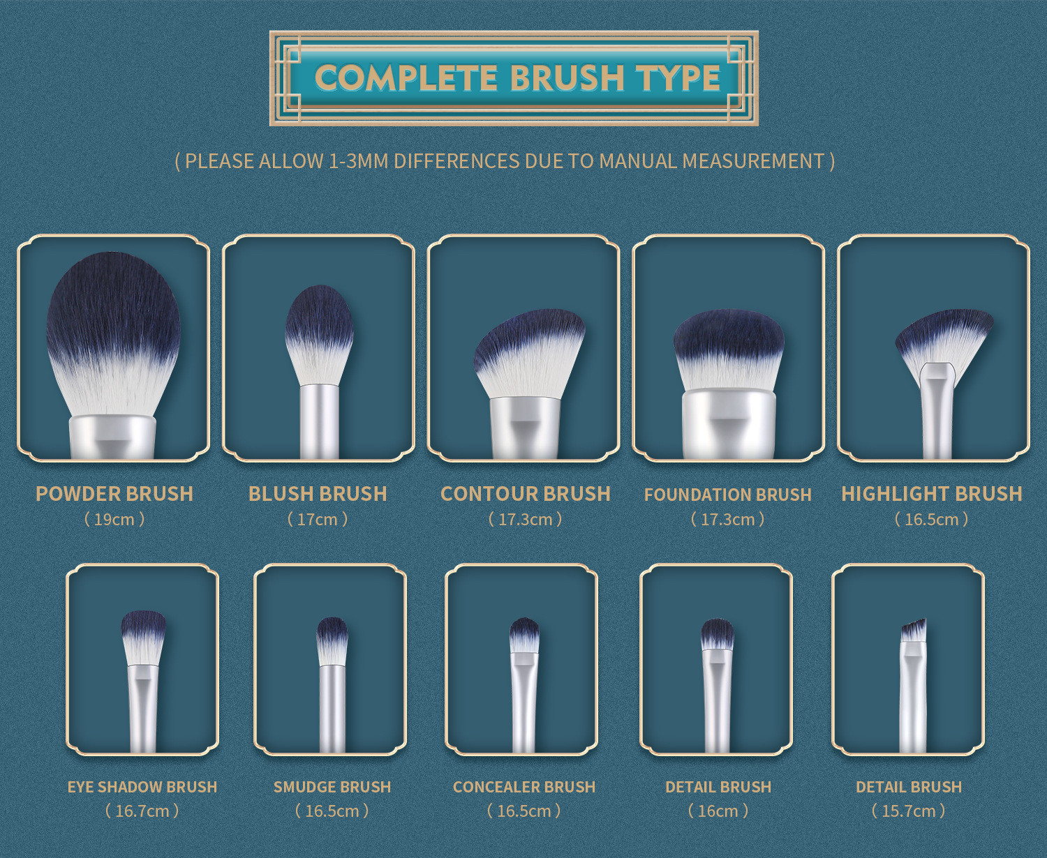 10 PCs Makeup Brush Set Full Set of Beauty Tools Powder Foundation Brush Eye Shadow Brush Wooden Handle Makeup