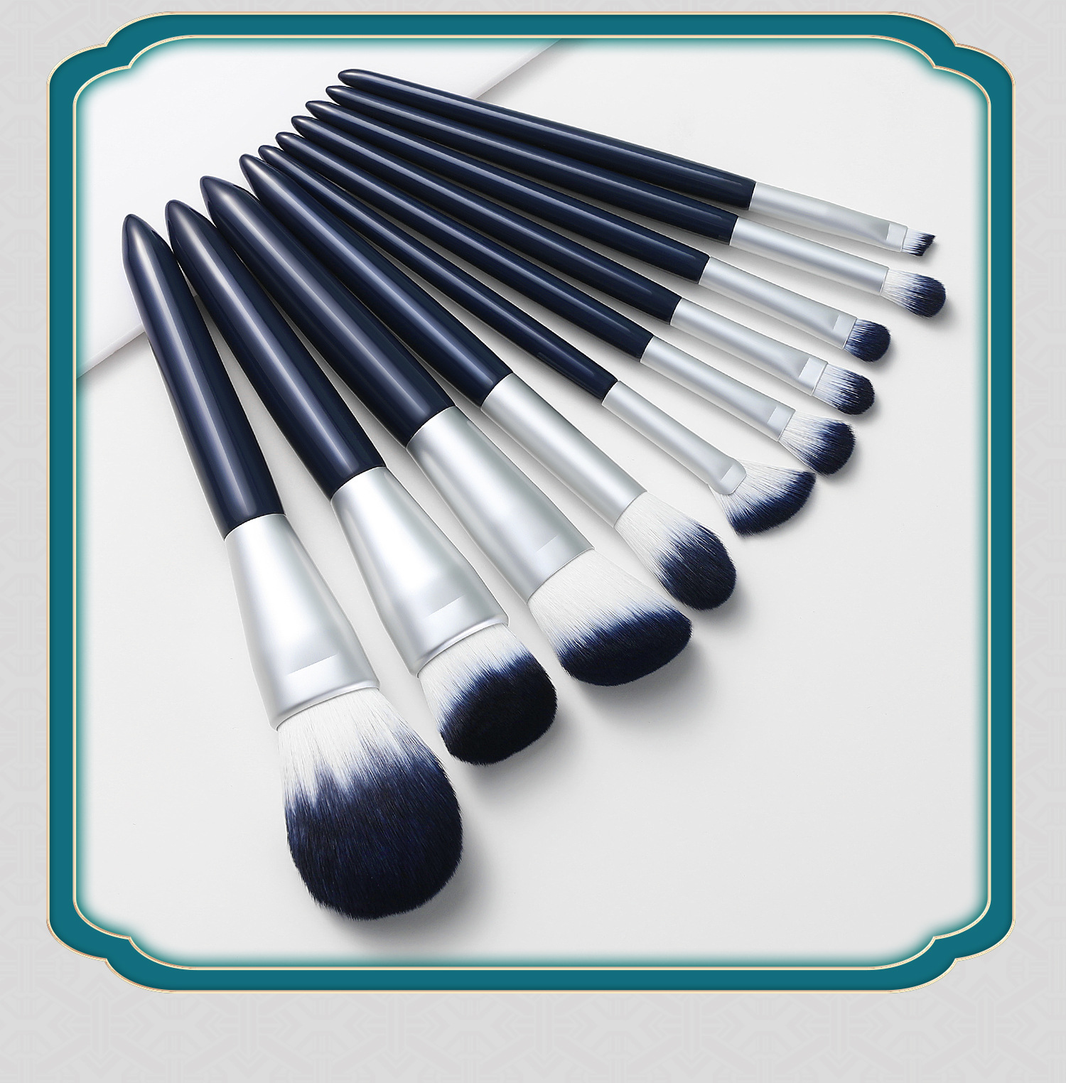 10 PCs Makeup Brush Set Full Set of Beauty Tools Powder Foundation Brush Eye Shadow Brush Wooden Handle Makeup