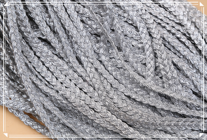 Silver three - ply braid woven rope lace ribbon garment decoration 鉓 accessories