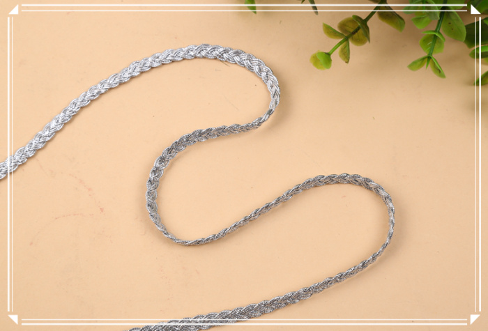 Silver three - ply braid woven rope lace ribbon garment decoration 鉓 accessories