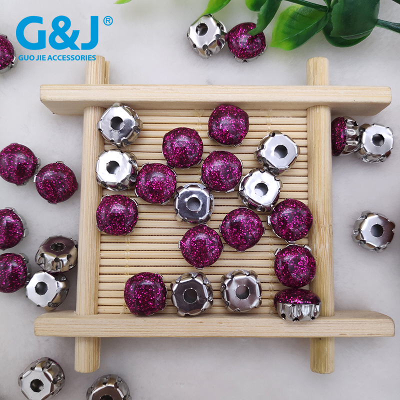 Pearl point drill sunflower two-color effect hand-stitched claw drill button garment accessories