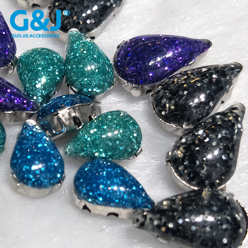Water drop clawless glue stone hand sewing on four hole claw drill hand nail bead button garment accessories accessories