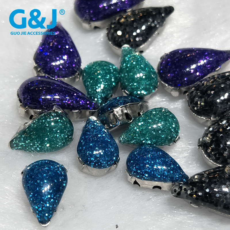 Water drop clawless glue stone hand sewing on four hole claw drill hand nail bead button garment accessories accessories