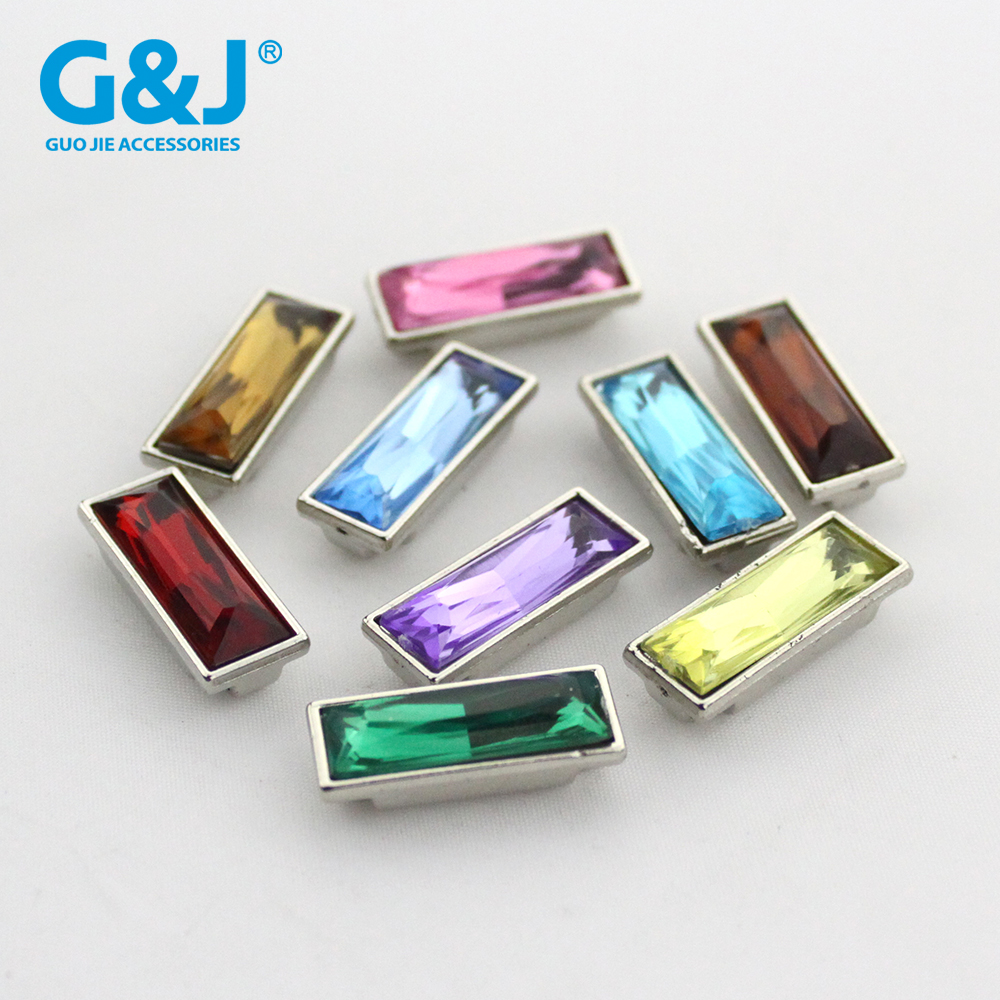 ABS electroplated base to drill long square strip decorative button decorative button garment accessories.