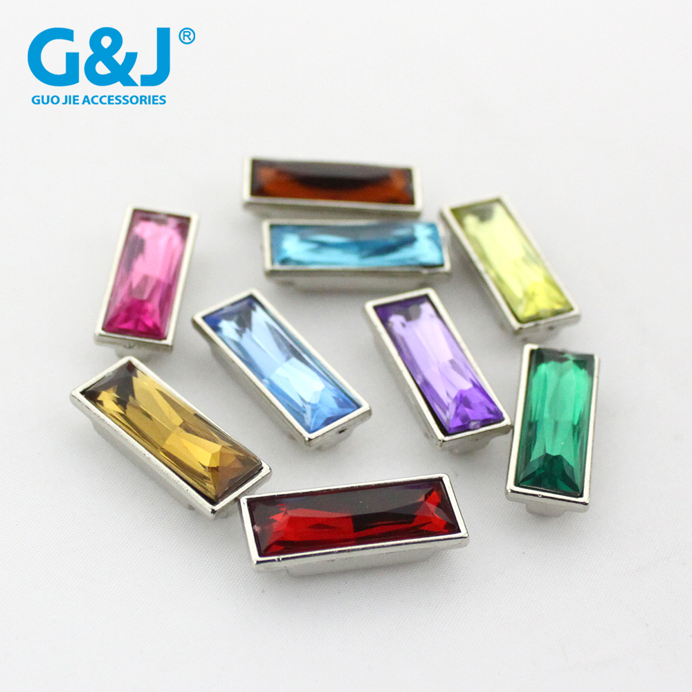 ABS electroplated base to drill long square strip decorative button decorative button garment accessories.
