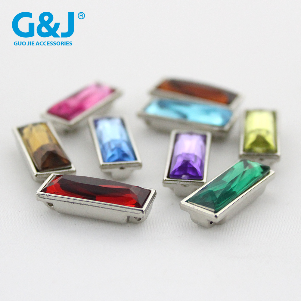 ABS electroplated base to drill long square strip decorative button decorative button garment accessories.