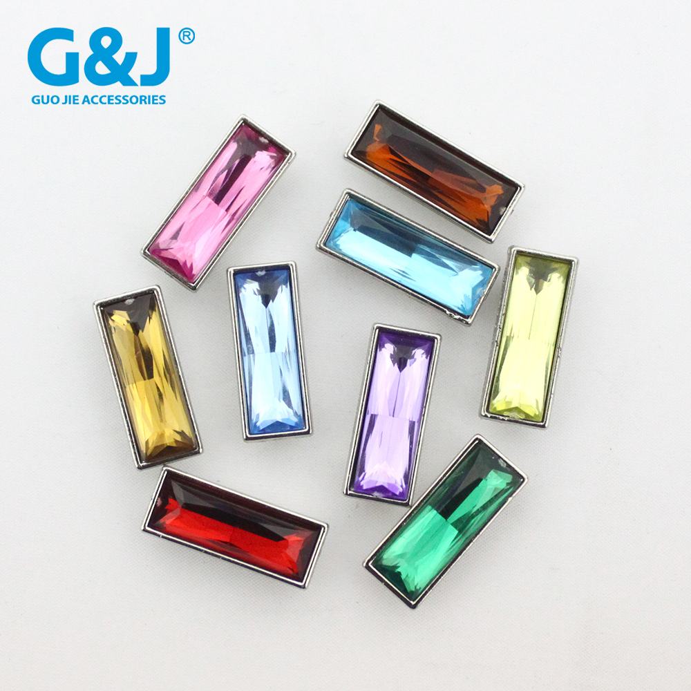 ABS electroplated base to drill long square strip decorative button decorative button garment accessories.