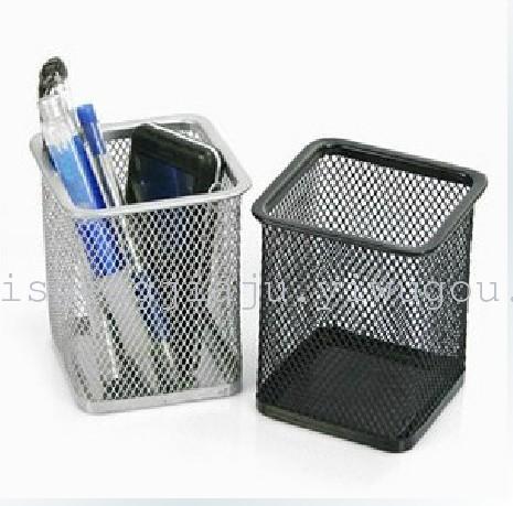 Mesh black high-grade metal mesh square wire pen pencil vase multi-function Office pen two