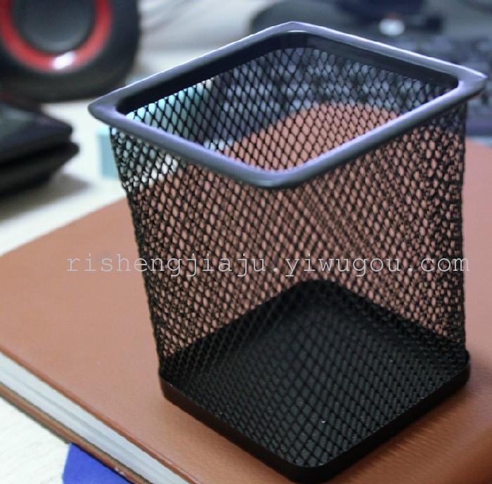 Mesh black high-grade metal mesh square wire pen pencil vase multi-function Office pen two Mesh black high-grade metal mesh square wire pen pencil vase multi-function Office pen two