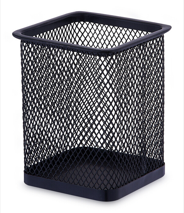 Mesh black high-grade metal mesh square wire pen pencil vase multi-function Office pen two Mesh black high-grade metal mesh square wire pen pencil vase multi-function Office pen two